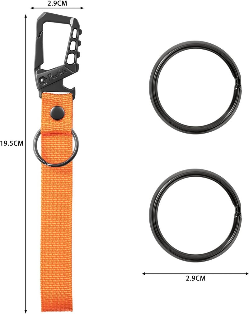 Pxvikis Metal heavy duty key chain carabiner clip bottle opener wrist lanyard ring car key fob unisex for men and women - Image 2